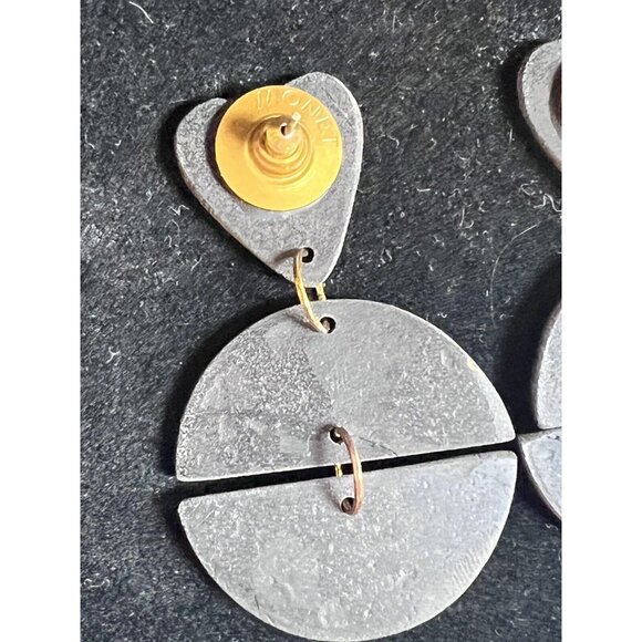 Black And Gold Polymer Clay‎ Dangle Earrings Fashion Costume Statement Jewelry - Picture 8 of 9